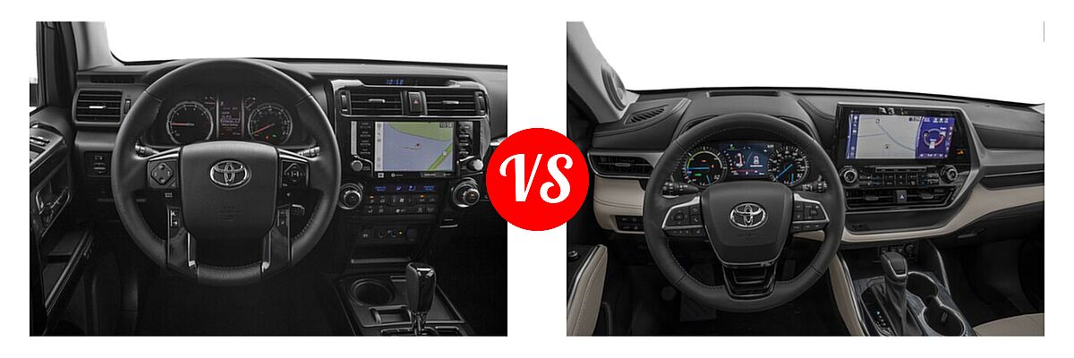 2020 Toyota 4Runner SUV Nightshade vs. 2020 Toyota Highlander Hybrid SUV Hybrid Hybrid Platinum - Dashboard Comparison