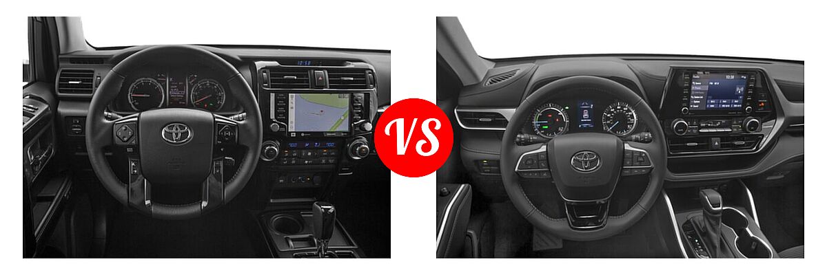 2020 Toyota 4Runner SUV Nightshade vs. 2020 Toyota Highlander Hybrid SUV Hybrid Hybrid LE / Hybrid XLE - Dashboard Comparison