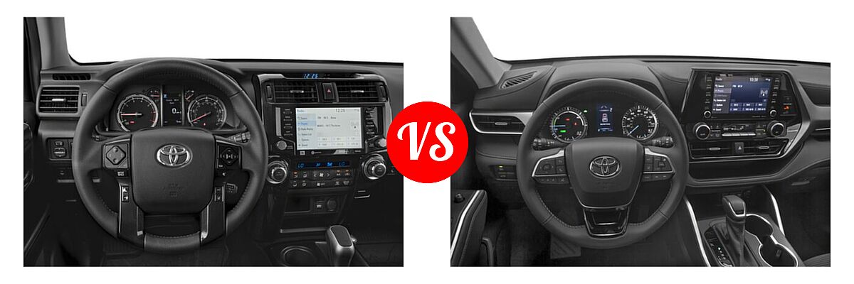 2020 Toyota 4Runner SUV TRD Pro vs. 2020 Toyota Highlander Hybrid SUV Hybrid Hybrid LE / Hybrid XLE - Dashboard Comparison