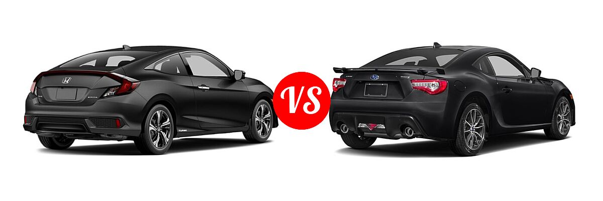 2018 Honda Civic Coupe Touring vs. 2018 Subaru BRZ Coupe Limited / Premium - Rear Right Comparison