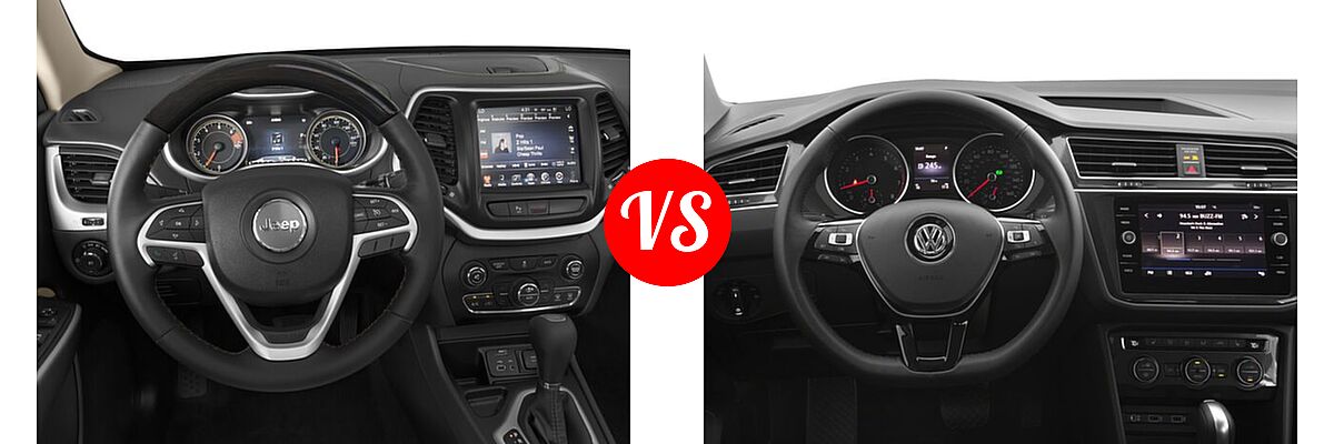 2018 Jeep Cherokee SUV Overland vs. 2018 Volkswagen Tiguan SUV S / SE / SEL / SEL Premium - Dashboard Comparison