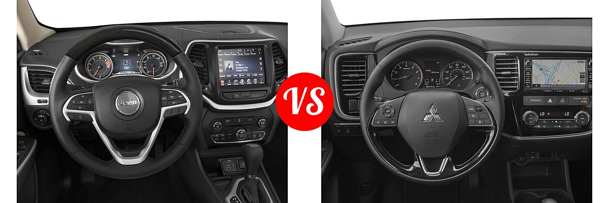 2018 Jeep Cherokee SUV Overland vs. 2018 Mitsubishi Outlander SUV LE / SEL - Dashboard Comparison