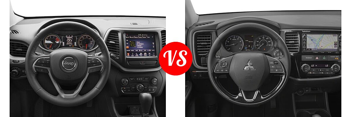 2018 Jeep Cherokee SUV Latitude / Latitude Plus vs. 2018 Mitsubishi Outlander SUV LE / SEL - Dashboard Comparison