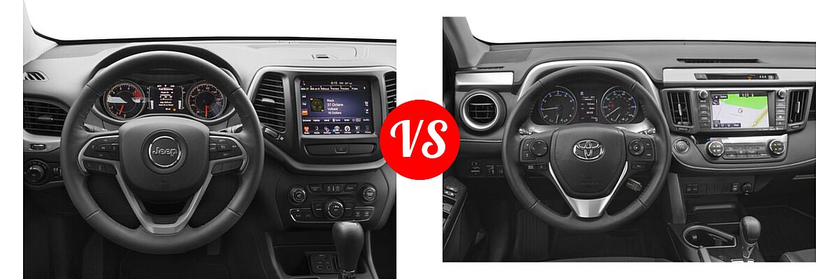 2018 Jeep Cherokee SUV Latitude / Latitude Plus vs. 2018 Toyota RAV4 SUV Adventure - Dashboard Comparison