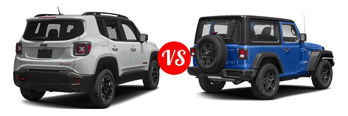 2018 Jeep Renegade SUV Trailhawk vs. 2018 Jeep Wrangler SUV Rubicon / Sport - Rear Right Comparison