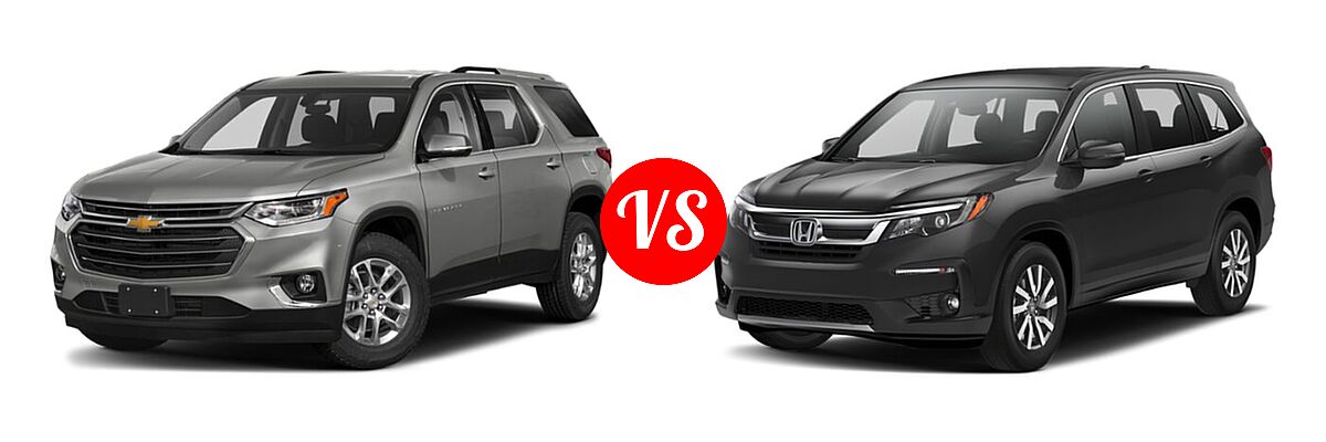 2019 Chevrolet Traverse SUV LT Cloth / LT Leather / RS vs. 2019 Honda Pilot SUV EX - Front Left Comparison