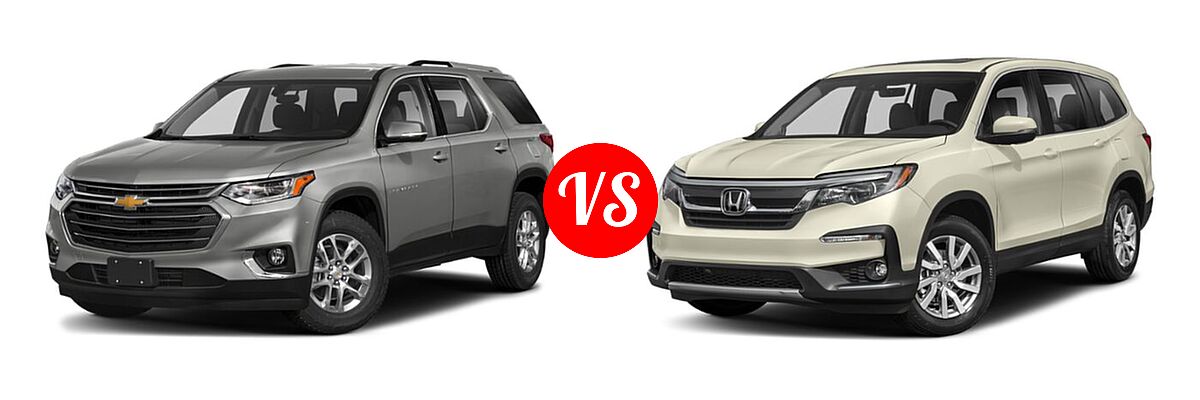 2019 Chevrolet Traverse SUV LT Cloth / LT Leather / RS vs. 2019 Honda Pilot SUV EX-L - Front Left Comparison