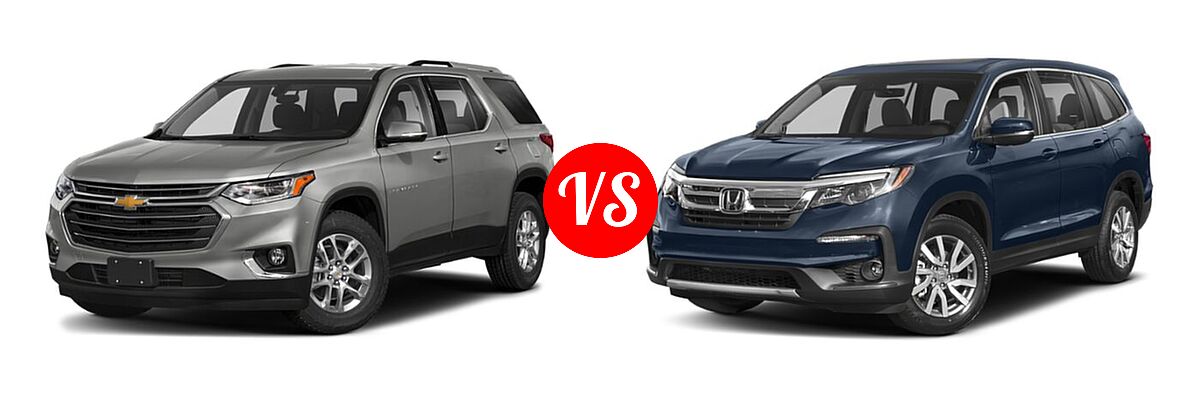2019 Chevrolet Traverse SUV LT Cloth / LT Leather / RS vs. 2019 Honda Pilot SUV EX-L w/Navi & RES - Front Left Comparison