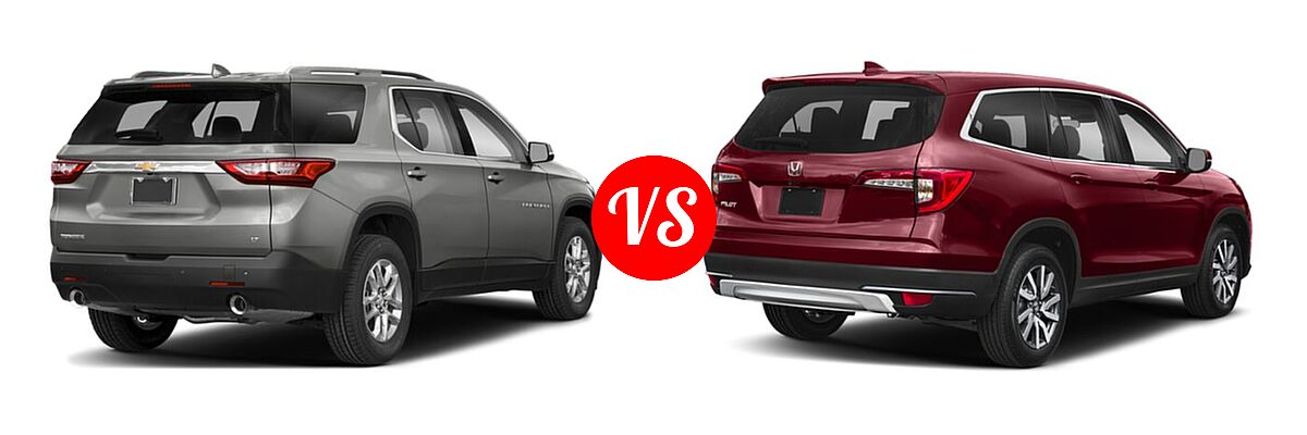 2019 Chevrolet Traverse SUV LT Cloth / LT Leather / RS vs. 2019 Honda Pilot SUV EX - Rear Right Comparison