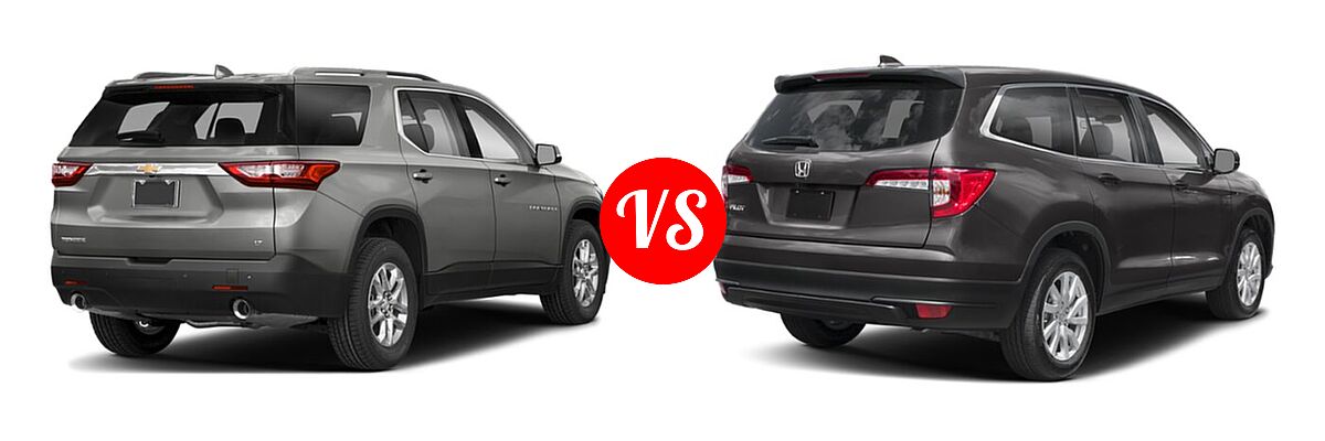 2019 Chevrolet Traverse SUV LT Cloth / LT Leather / RS vs. 2019 Honda Pilot SUV LX - Rear Right Comparison