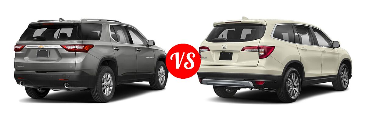 2019 Chevrolet Traverse SUV LT Cloth / LT Leather / RS vs. 2019 Honda Pilot SUV EX-L - Rear Right Comparison