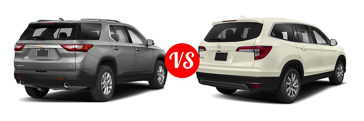 2019 Chevrolet Traverse SUV LT Cloth / LT Leather / RS vs. 2019 Honda Pilot SUV EX-L w/Navi & RES - Rear Right Comparison