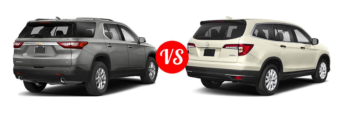 2019 Chevrolet Traverse SUV LT Cloth / LT Leather / RS vs. 2019 Honda Pilot SUV LX - Rear Right Comparison