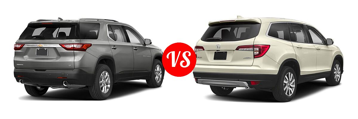 2019 Chevrolet Traverse SUV LT Cloth / LT Leather / RS vs. 2019 Honda Pilot SUV EX-L - Rear Right Comparison