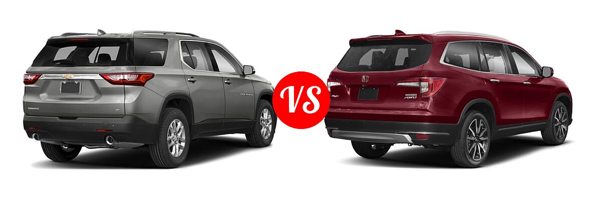2019 Chevrolet Traverse SUV LT Cloth / LT Leather / RS vs. 2019 Honda Pilot SUV Touring 7-Passenger - Rear Right Comparison