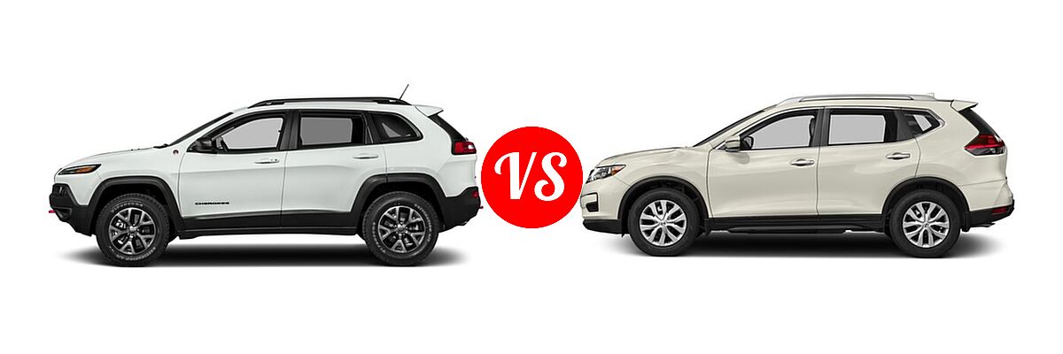2018 Jeep Cherokee SUV Trailhawk vs. 2018 Nissan Rogue SUV S / SV - Side Comparison