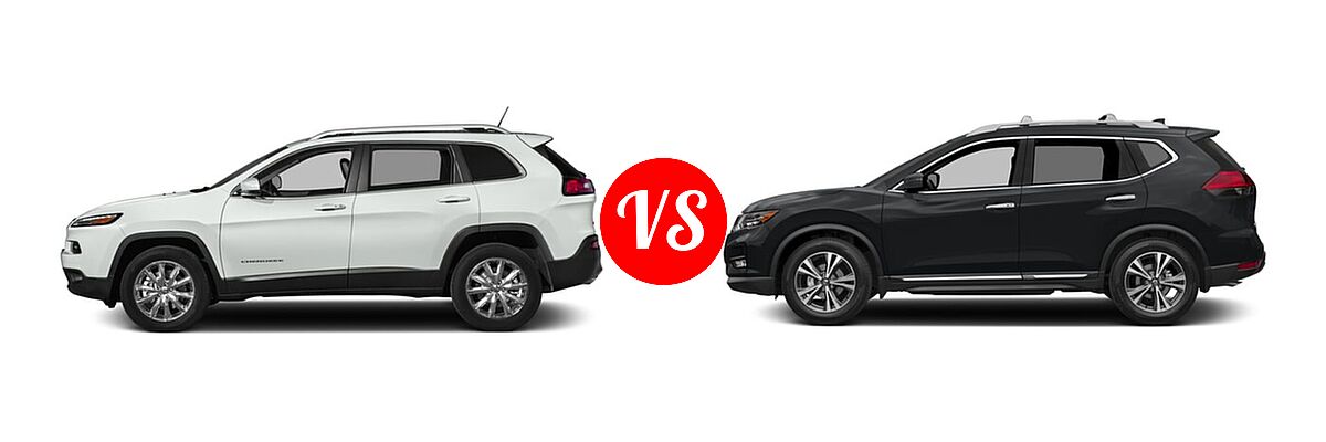 2018 Jeep Cherokee SUV Limited vs. 2018 Nissan Rogue SUV SL - Side Comparison