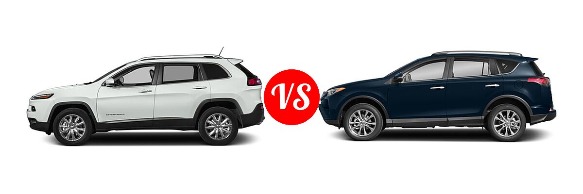 2018 Jeep Cherokee SUV Limited vs. 2018 Toyota RAV4 SUV Limited / Platinum / SE - Side Comparison