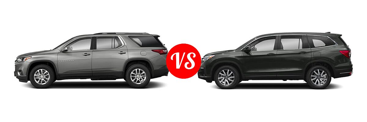 2019 Chevrolet Traverse SUV LT Cloth / LT Leather / RS vs. 2019 Honda Pilot SUV EX - Side Comparison