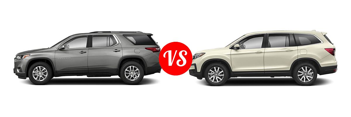 2019 Chevrolet Traverse SUV LT Cloth / LT Leather / RS vs. 2019 Honda Pilot SUV EX-L - Side Comparison