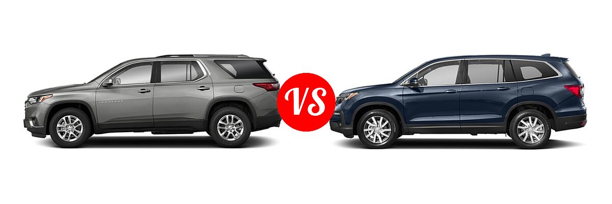 2019 Chevrolet Traverse SUV LT Cloth / LT Leather / RS vs. 2019 Honda Pilot SUV EX-L w/Navi & RES - Side Comparison