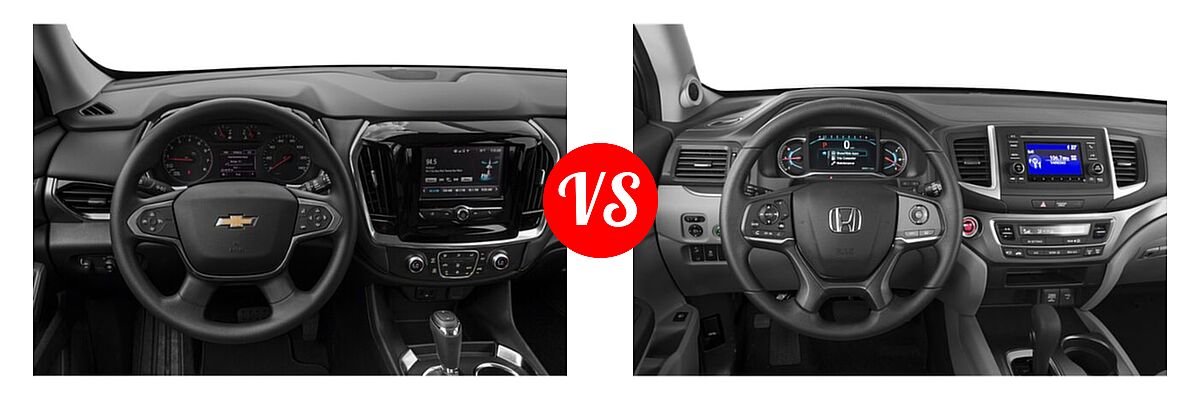 2019 Chevrolet Traverse SUV L / LS vs. 2019 Honda Pilot SUV LX - Dashboard Comparison