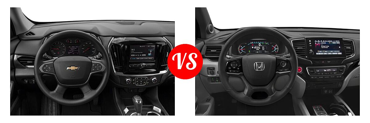 2019 Chevrolet Traverse SUV L / LS vs. 2019 Honda Pilot SUV Touring 8-Passenger - Dashboard Comparison