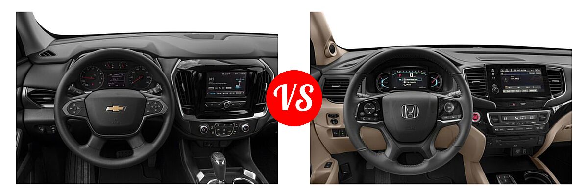 2019 Chevrolet Traverse SUV L / LS vs. 2019 Honda Pilot SUV Touring 7-Passenger - Dashboard Comparison
