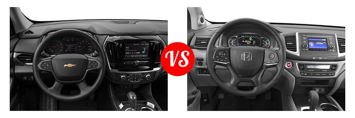 2019 Chevrolet Traverse SUV L / LS vs. 2019 Honda Pilot SUV LX - Dashboard Comparison