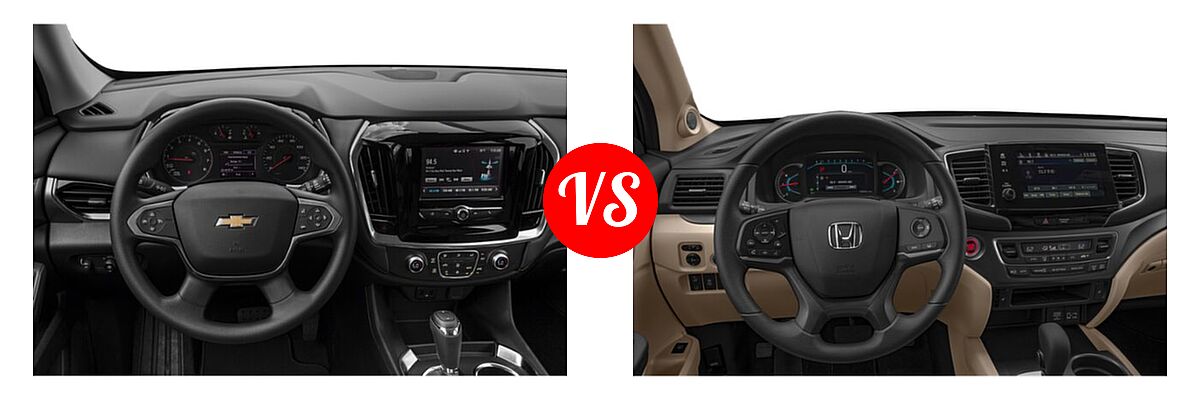 2019 Chevrolet Traverse SUV L / LS vs. 2019 Honda Pilot SUV EX - Dashboard Comparison