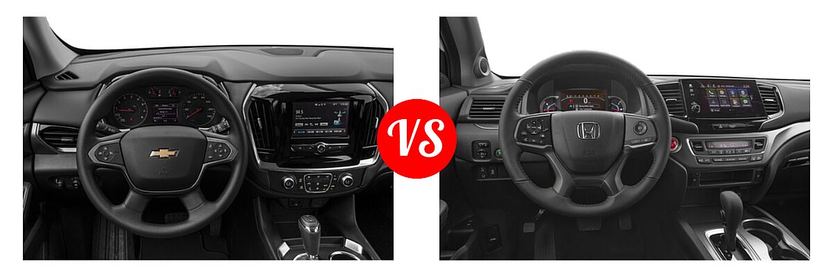 2019 Chevrolet Traverse SUV L / LS vs. 2019 Honda Pilot SUV EX-L - Dashboard Comparison