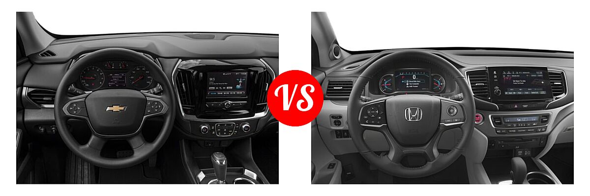 2019 Chevrolet Traverse SUV L / LS vs. 2019 Honda Pilot SUV EX-L w/Navi & RES - Dashboard Comparison