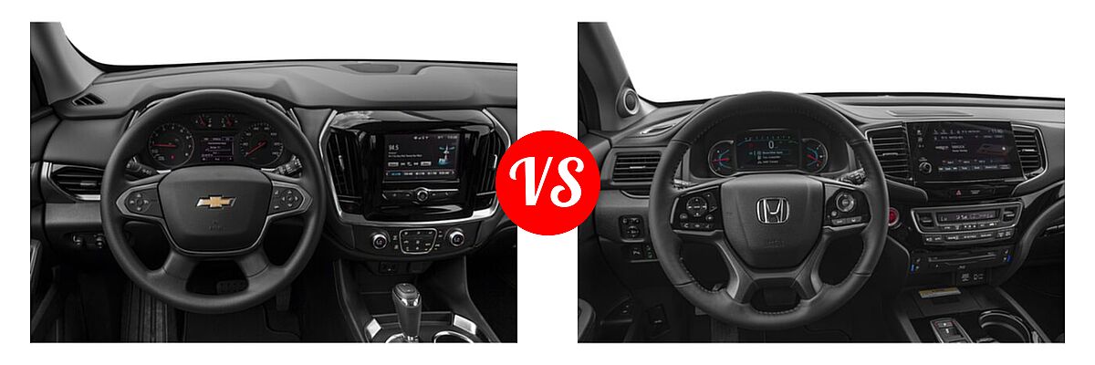 2019 Chevrolet Traverse SUV L / LS vs. 2019 Honda Pilot SUV Elite - Dashboard Comparison