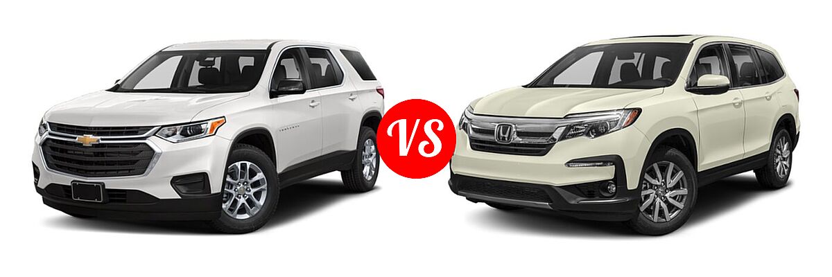 2019 Chevrolet Traverse SUV L / LS vs. 2019 Honda Pilot SUV EX-L w/Navi & RES - Front Left Comparison