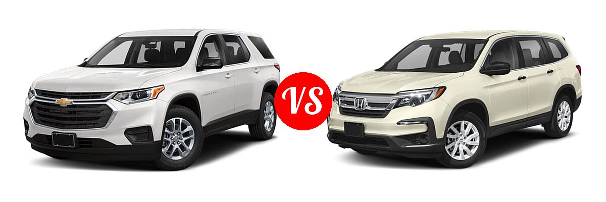 2019 Chevrolet Traverse SUV L / LS vs. 2019 Honda Pilot SUV LX - Front Left Comparison