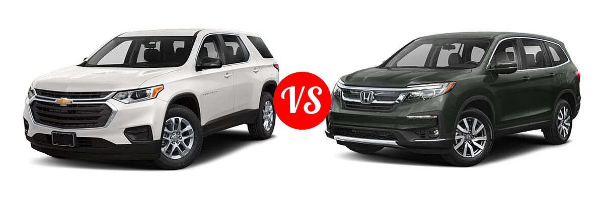 2019 Chevrolet Traverse SUV L / LS vs. 2019 Honda Pilot SUV EX - Front Left Comparison