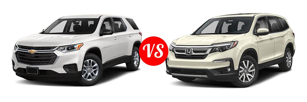 2019 Chevrolet Traverse SUV L / LS vs. 2019 Honda Pilot SUV EX-L - Front Left Comparison