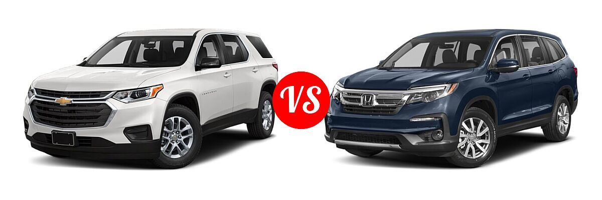 2019 Chevrolet Traverse SUV L / LS vs. 2019 Honda Pilot SUV EX-L w/Navi & RES - Front Left Comparison