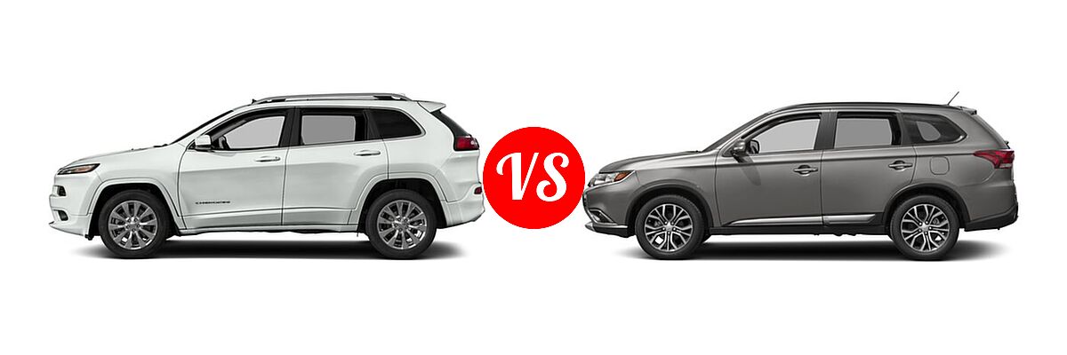 2018 Jeep Cherokee SUV Overland vs. 2018 Mitsubishi Outlander SUV LE / SEL - Side Comparison