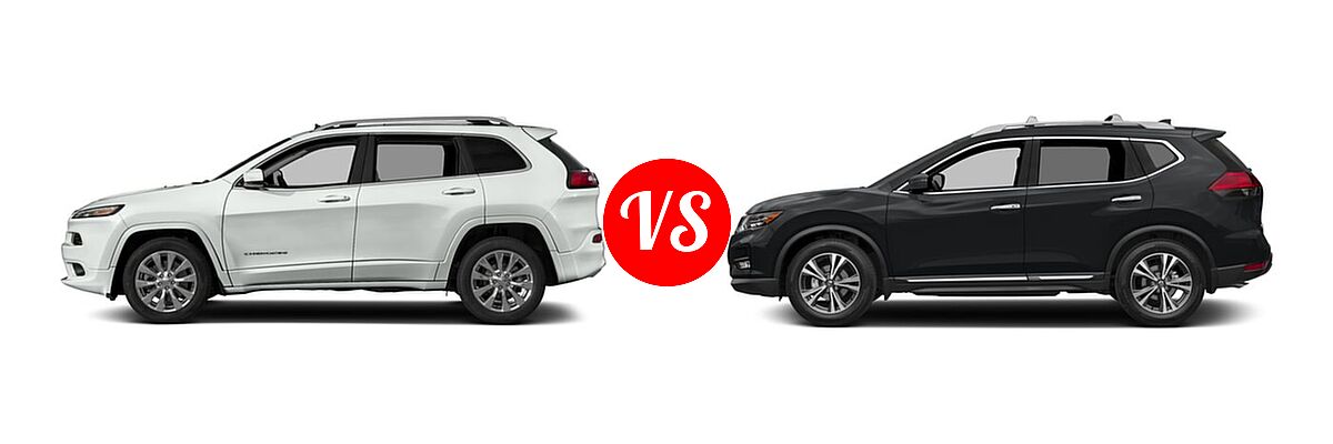 2018 Jeep Cherokee SUV Overland vs. 2018 Nissan Rogue SUV SL - Side Comparison