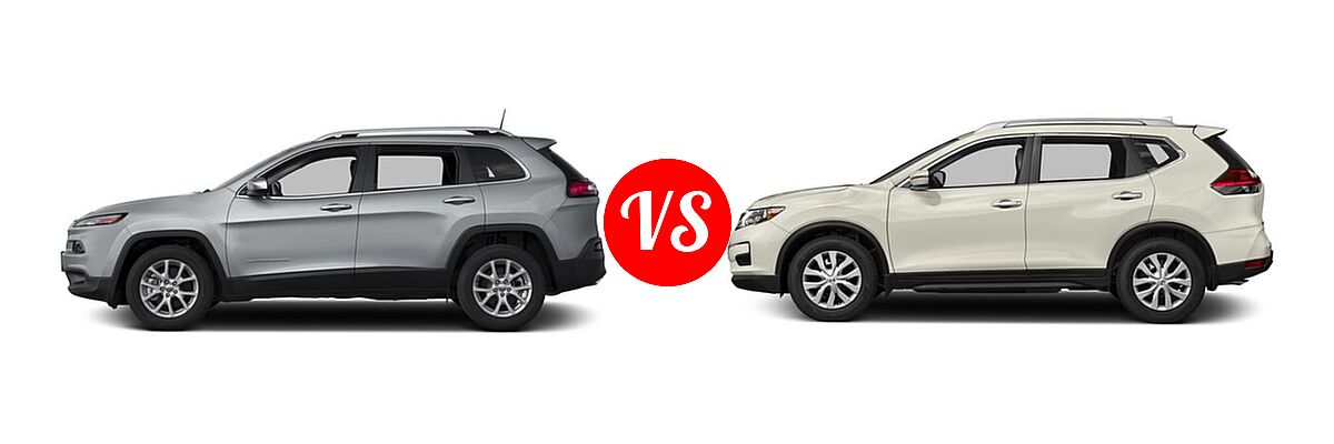 2018 Jeep Cherokee SUV Latitude / Latitude Plus vs. 2018 Nissan Rogue SUV S / SV - Side Comparison