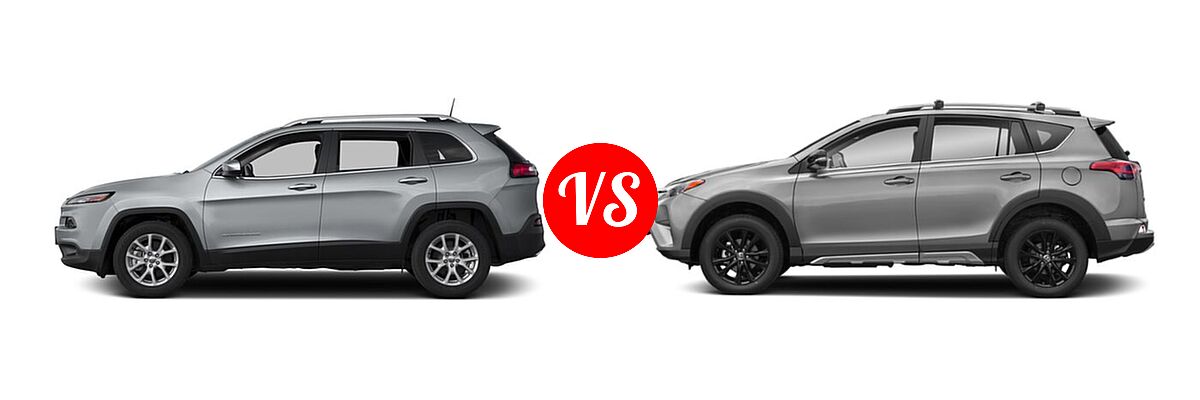 2018 Jeep Cherokee SUV Latitude / Latitude Plus vs. 2018 Toyota RAV4 SUV Adventure - Side Comparison
