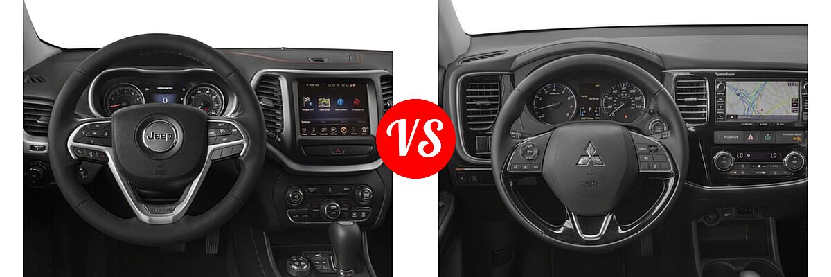 2018 Jeep Cherokee SUV Trailhawk vs. 2018 Mitsubishi Outlander SUV LE / SEL - Dashboard Comparison