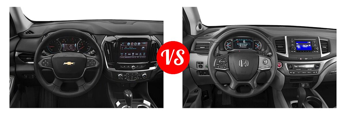 2019 Chevrolet Traverse SUV LT Cloth / LT Leather / RS vs. 2019 Honda Pilot SUV LX - Dashboard Comparison