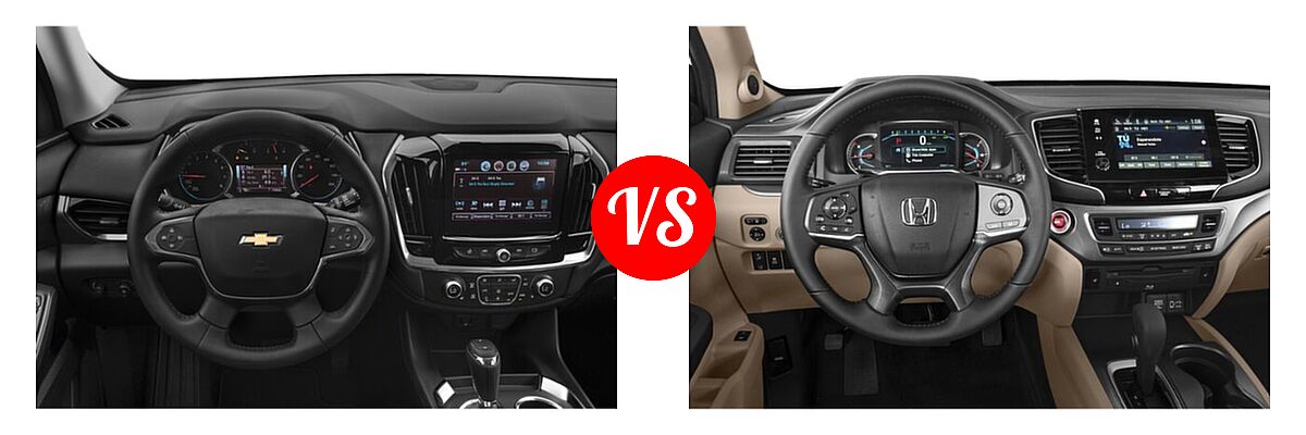 2019 Chevrolet Traverse SUV LT Cloth / LT Leather / RS vs. 2019 Honda Pilot SUV EX-L w/Navi & RES - Dashboard Comparison