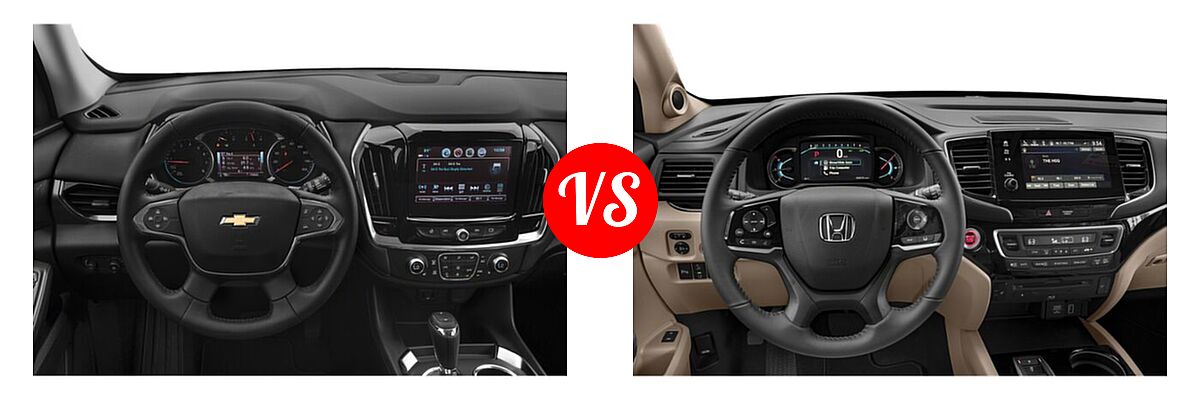 2019 Chevrolet Traverse SUV LT Cloth / LT Leather / RS vs. 2019 Honda Pilot SUV Touring 7-Passenger - Dashboard Comparison