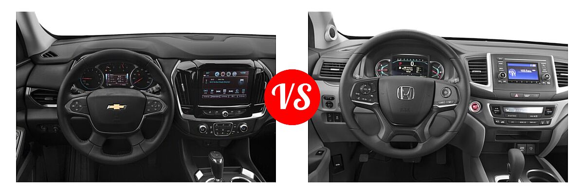 2019 Chevrolet Traverse SUV LT Cloth / LT Leather / RS vs. 2019 Honda Pilot SUV LX - Dashboard Comparison