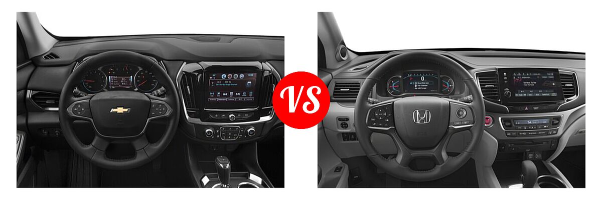 2019 Chevrolet Traverse SUV LT Cloth / LT Leather / RS vs. 2019 Honda Pilot SUV EX-L w/Navi & RES - Dashboard Comparison