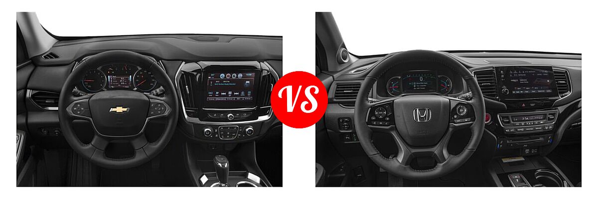 2019 Chevrolet Traverse SUV LT Cloth / LT Leather / RS vs. 2019 Honda Pilot SUV Elite - Dashboard Comparison