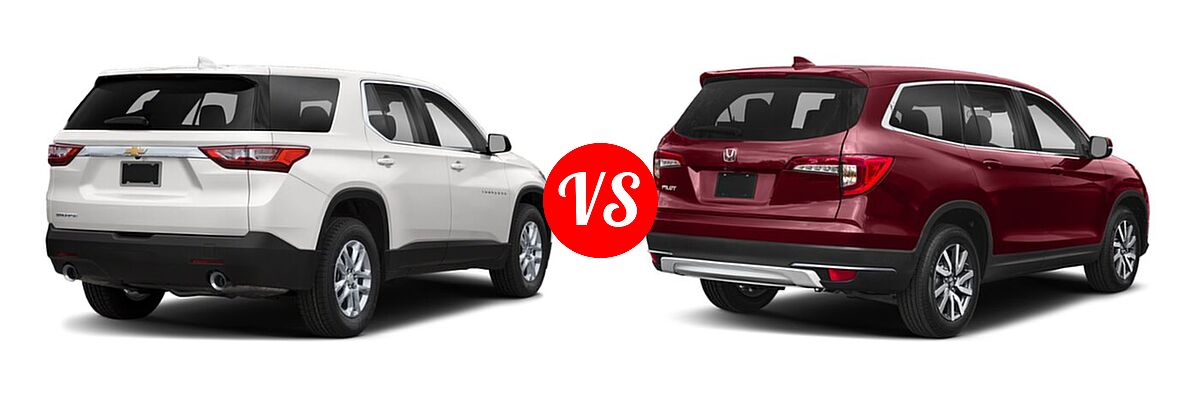 2019 Chevrolet Traverse SUV L / LS vs. 2019 Honda Pilot SUV EX - Rear Right Comparison